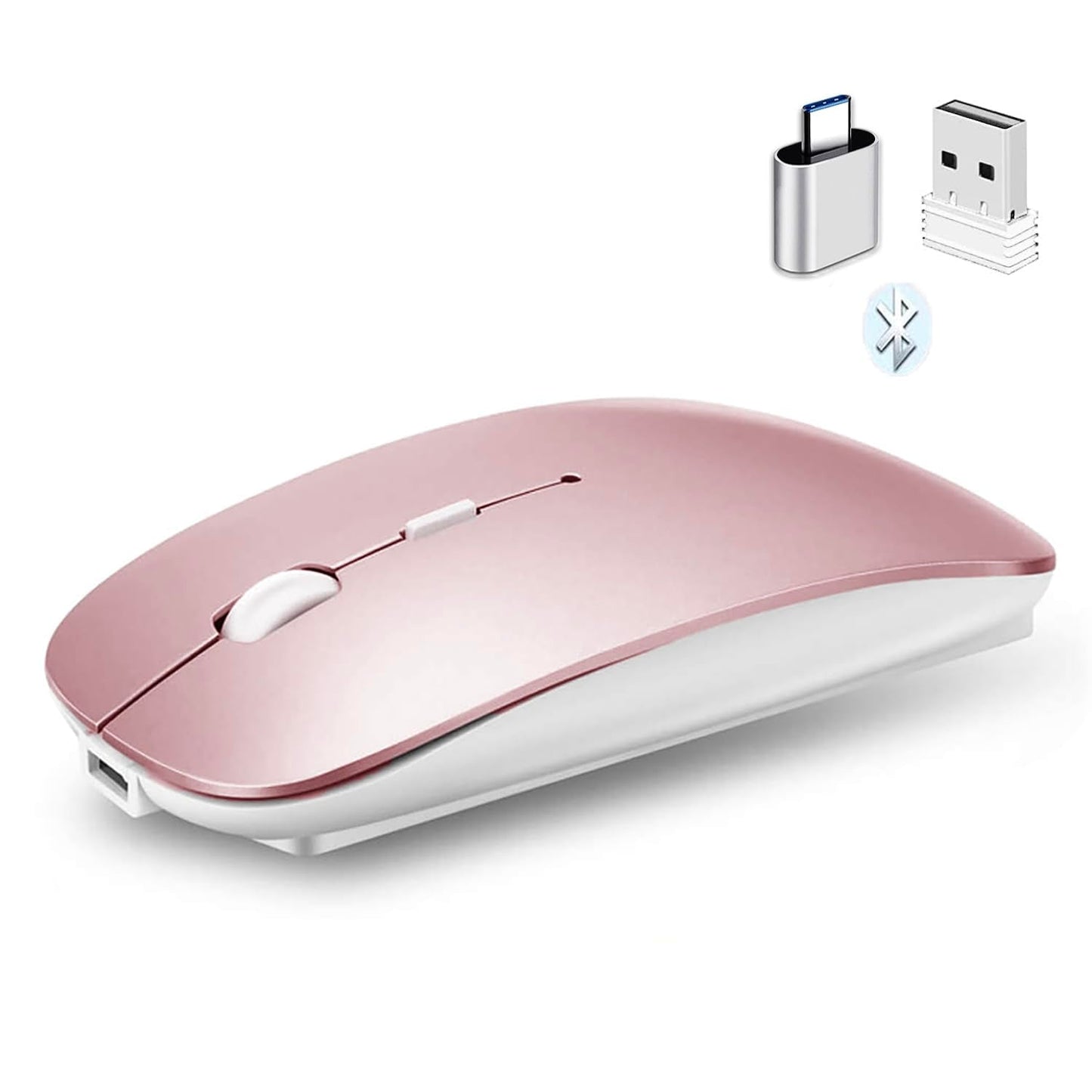 Bluetooth Wireless Mouse for Laptop mac MacBook ipad MacBook air MacBook pro pc Desktop Computer Windows Chromebook Notebook (Silver)