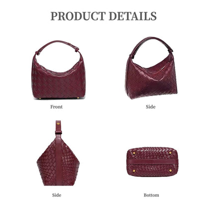 Woven Purse for Women, Braided Vegan Leather Woven Bag, Slouchy Mini Hobo Tote Purses, Small Top-Handle Shoulder Handbag (Chocolate)