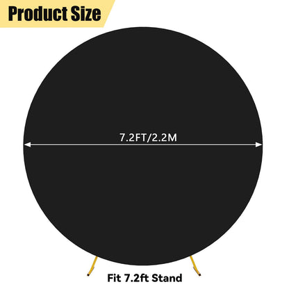 GUANSEN 7.2FT Black Round Backdrop Cover for Wedding,Circle Balloon Arch Backgound Stand Cover for Birthday Party Baby Shower Halloween Decoration