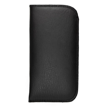 Calabria Slim Faux Leather Eyeglass Case Soft Slip-In Design [Black without Clip - 1 Pack] | Compact Protective Pouch | Soft Case for Glasses | Lightweight Sunglass Storage