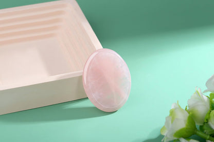 NUKAYAI Thumb Worry Stone Rose Quartz Crystals Pink Healing Stones Palm Natural Mental Health Stress Relief Depression Gemstones Reiki Trinket Anxiety Relief Items Mother's Day Gifts for Women