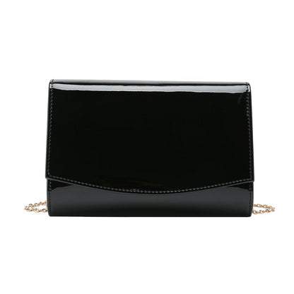 CHARMING TAILOR Patent Leather Flap Clutch for Women Classic Elegant Evening Bag Chic Dress Purse (Black)