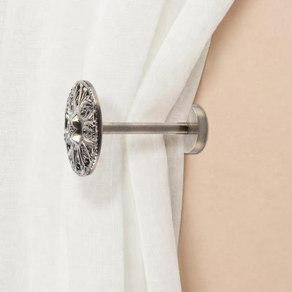 Deco Window Holdback/Curtain Tieback (Set of 2) Round Medallion Antique Brass