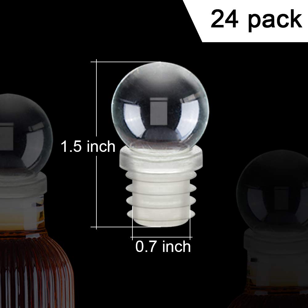 Wine Bottle Stoppers 24 Pack Wine Saver with Unbreakable Acrylic Wine Stopper for Decanter Beverages Champagne Liquors Oils Diffuser Bottles