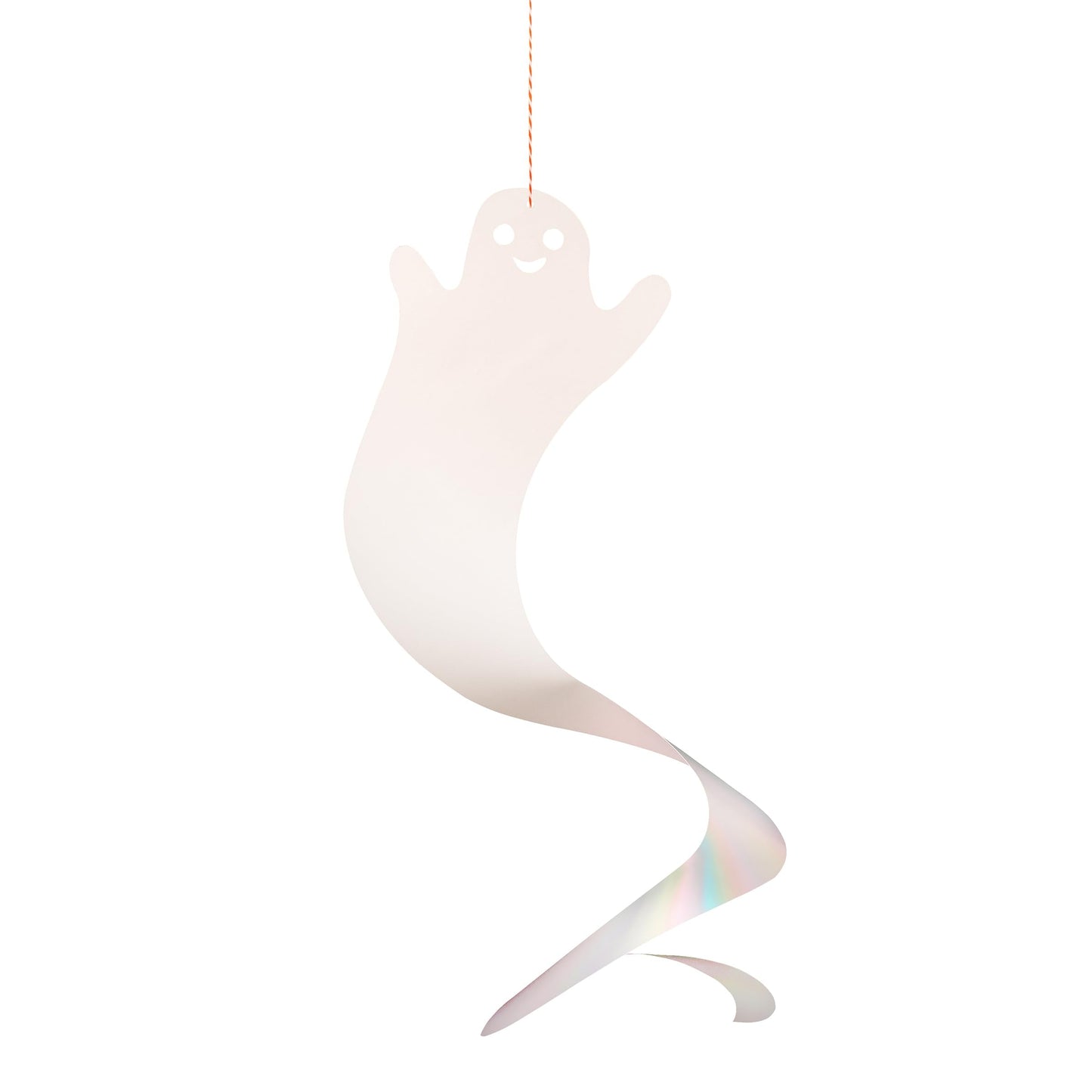 Meri Meri Halloween Spinning Ghost Hanging Decorations (Pack of 10), 20" Tall, Includes Hanging Twine, Easy to Hang, Double Sided Silver Foil Halloween Party Decorations