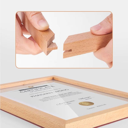 ECKEK Wall Mount Acrylic Sign Holder Self Adhesive Magnetic Display Frame Clear Document Frame for Office, Store, School, Home, Wall Picture Frame (Walnut A3 297×420mm/11.69×16.54inches)