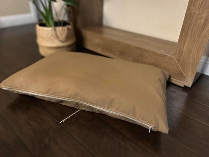 Natural Cotton Canvas Dog Bed – Raw Cotton Filled Pet Cushion Insert, Breathable Eco-Friendly Dog Mattress, Durable Washable Cover with Zipper (Medium Brown, Large 48"x30"x5")