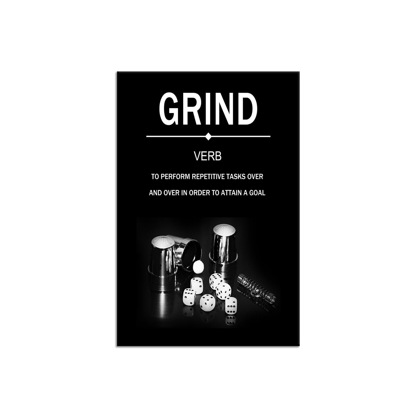 YSPCSUN Inspirational Wall Art for Office Decor Grind Verb Canvas Prints Framed Motivational Posters Success Quotes Artwork with Dice Pictures for Gym Men Bedroom Living Room 24x18 Inch