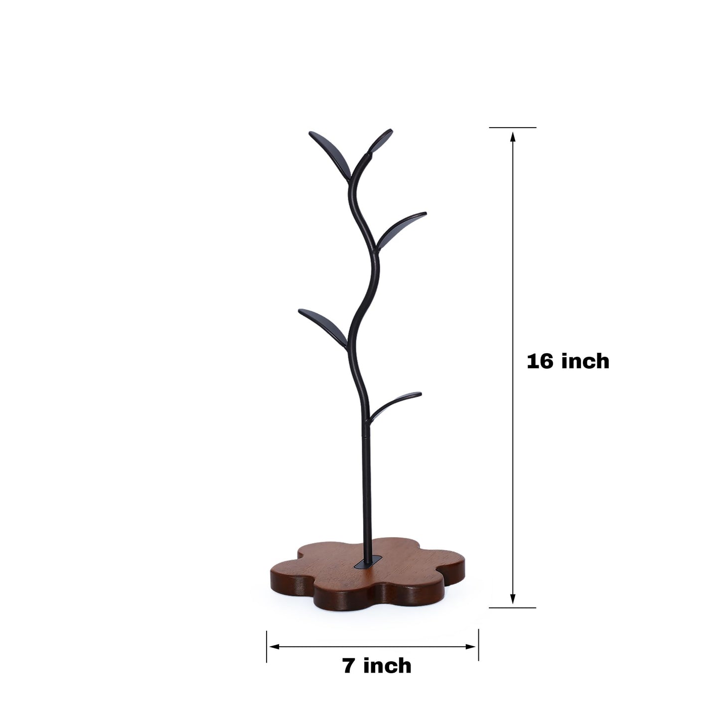 Bellglee Mug Tree for Coffee Cups – Rustic Mug Holder Stand with 4 Hooks, Countertop Cup Rack for Coffee Bar & Kitchen Organization