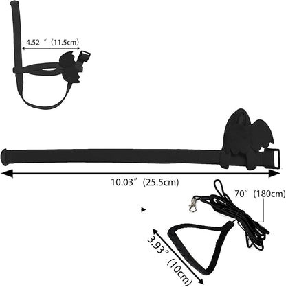 Birds Harness Leash Outdoor Flying Escape-Proof Adjustable Training Design Anti-Bite Bird Rope with Cute Wing for Parrots Scarlet Keck Mini Macaw Love Birds (Black)