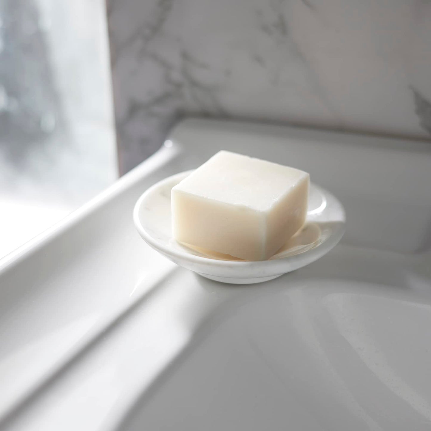 PHINILUX Italian 100% Marble Jewelry Dish,Ring Holder,Trinket Tray,Small Key Bowl,Nightstand & Table Accents Decor,4.33”,Carrara white