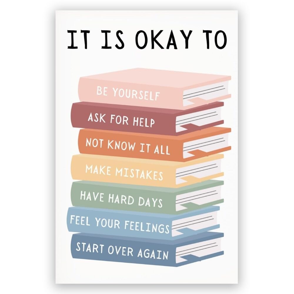 Inspirational Phrases Wall Art Motivational Sayings Quote Poster It's Okay to Not be Okay Poster Motivational Kids Educational Wall Art for Teens Adults Office Classroom Decor 8x12in Unframed