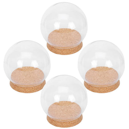 Sewroro 4 Pcs Clear Glass Cloche Globe Display Dome with Cork Base Glass Plant Terrarium Preserved Flower Dome Cover Keepsake Globe Display Case for Lamp Succulents Home Decor