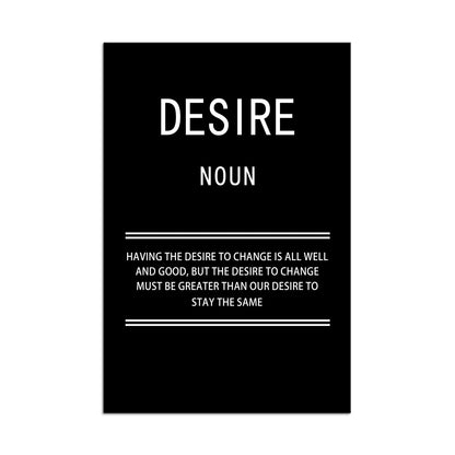 WYJZDZQ8 Desire Noun Inspirational Canvas Office Print Wall Art Motivational Picture Poster Painting Modern Inspiring Artwork for Home Living Room Bedroom Decor Ready to Hang [24''W x 36''H]