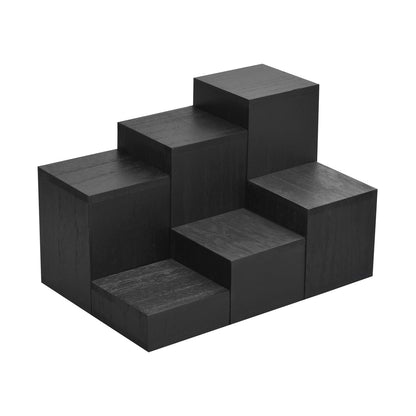 MOOCA Wooden 6 Pcs Square Risers for Display Jewelry and Accessories Display Stand Wooden Risers For Jewelry Figurine, Black Color