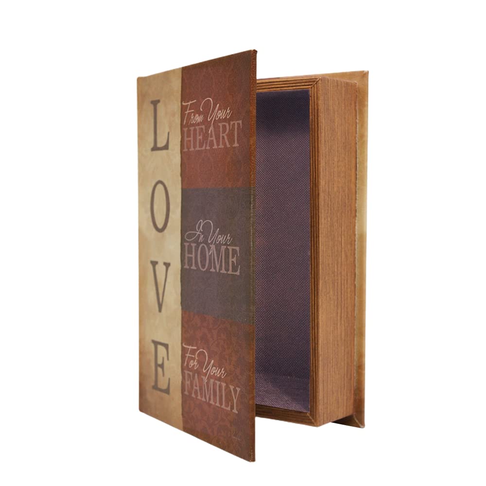 PACOLO Decorative Book Boxes, Faux Wood with Magnetic cover Storage for Hidden Jewelry, Money, and Cash (Love)