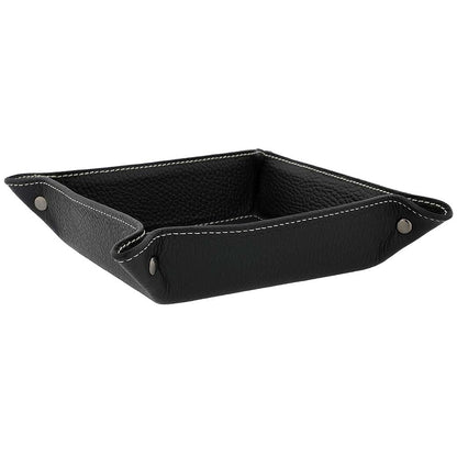 Fioretta Italian Leather Organizer Valet Tray - Black