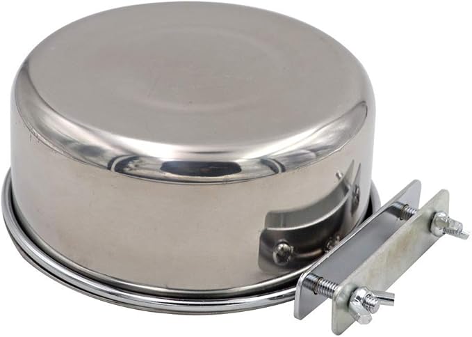 2 Packs, Pet Food Water Bowl with Clamp Holder Stainless Steel Coop Cup Hanging Feeder for Dog Bird Parrot Cat Rabbit, M&L