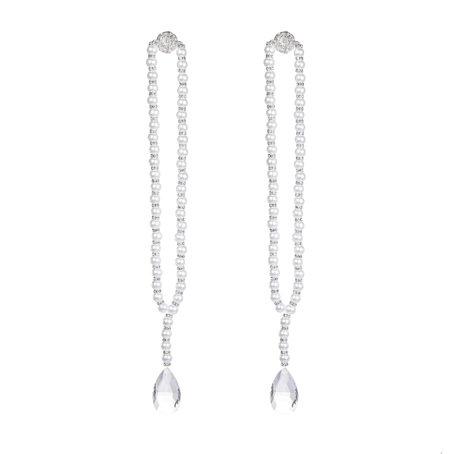 SUQ I OME 1 Pair of Luxury Pearl Beaded Magnetic Curtain Tieback and Holdback Curtain Clips Curtain Buckle Curtain Holder Blingbling Curtain Holdbacks for Drapes,Pearl