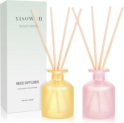 Reed Diffuser - BlackBerry Pineapple & Ebony Rose 3.38oz (100ml) 2 Packs Essential Oil Reed Diffuser Set with 16 Sticks, Long Lasting Fragrance for Home, Bathroom, Bedroom, Room, Decor