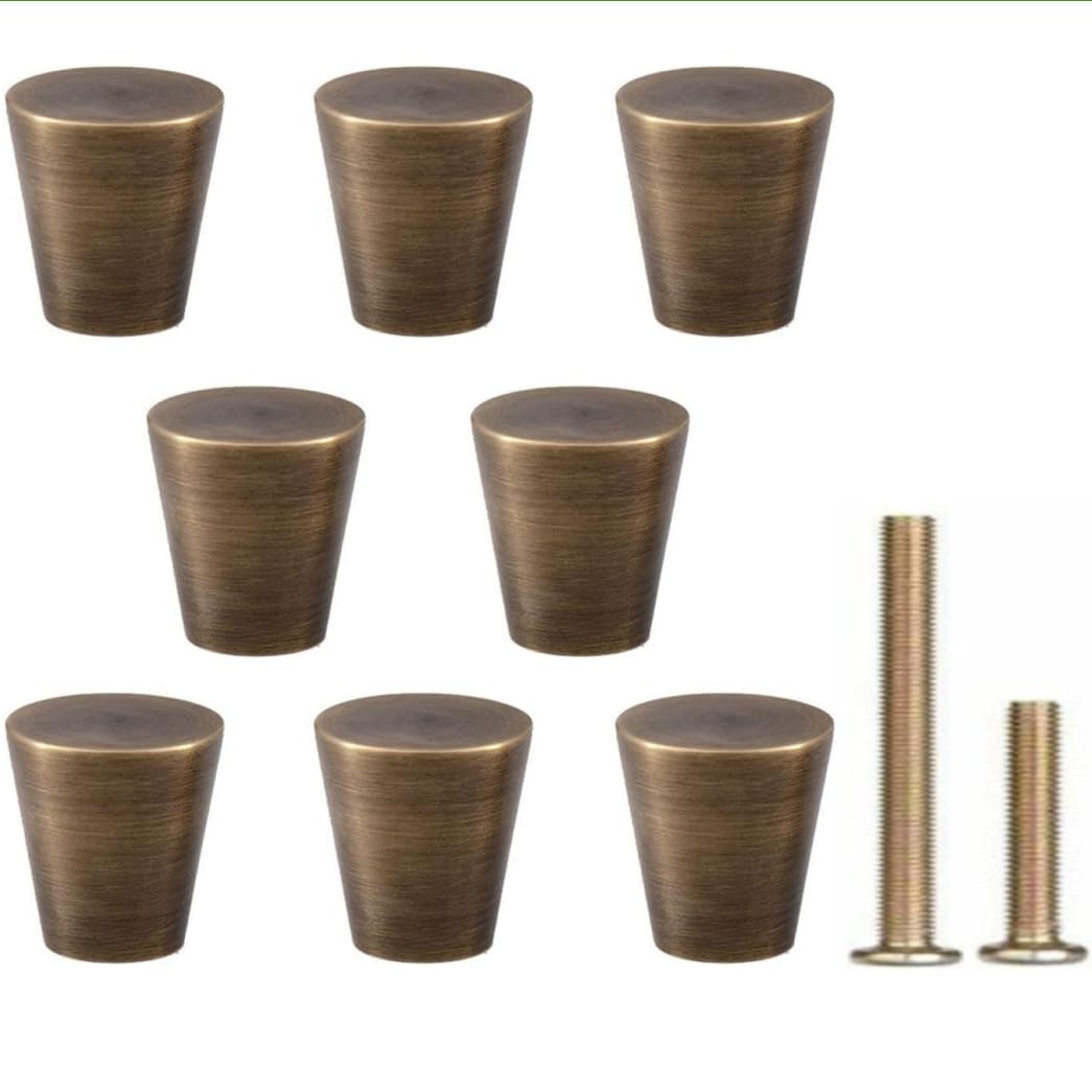 RZDEAL 8Pcs 0.79"x0.98" Solid Brass Cabinet Knobs Handle Antique Bronze Cone Shoe Book Drawer Knob Handle