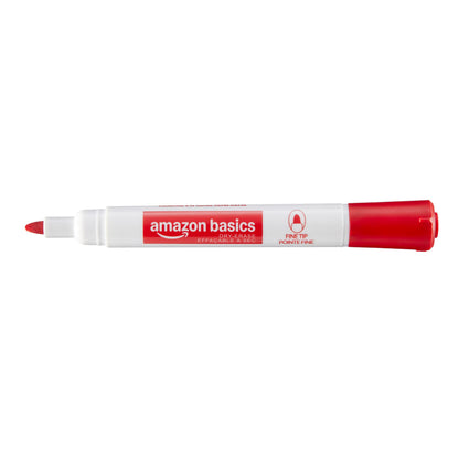Amazon Basics Low-Odor Dry Erase Whiteboard Markers, Fine Tip, Quick-Dry, Red, 36-Pack