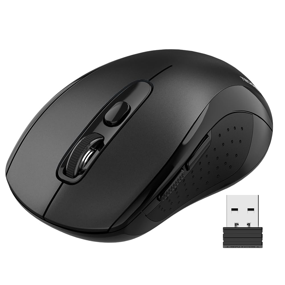 TECKNET Wireless Mouse for Laptop, Silent Bluetooth Mouse(BT5.0 & 2.4G) 4000DPI Adjustable, Computer Portable PC Quiet Mice with USB-A Receiver & 6 Buttons for Mac, 18 Months Battery