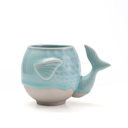 Whale Succulent Planter Gift – Handmade Longquan Celadon Ceramic Plant Pot, Cute Small Planter for Desk Window Decor, Housewarming Birthday Gift for Women Plant Lovers