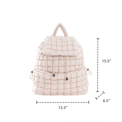 VAKAER Puffer Backpack for Women Lightweight Quilted Hiker Pack Drawstring Padding Backpacks for Travel Gym (Beige)