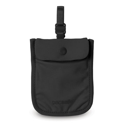 Pacsafe Coversafe S25 Hidden Undercover Travel Bra Pouch for Women (Washable) - Stash up to 6 Credit Cards plus Money and Key with Adjustable, Elastic Strap; Suitable for all Bra Sizes (Black)