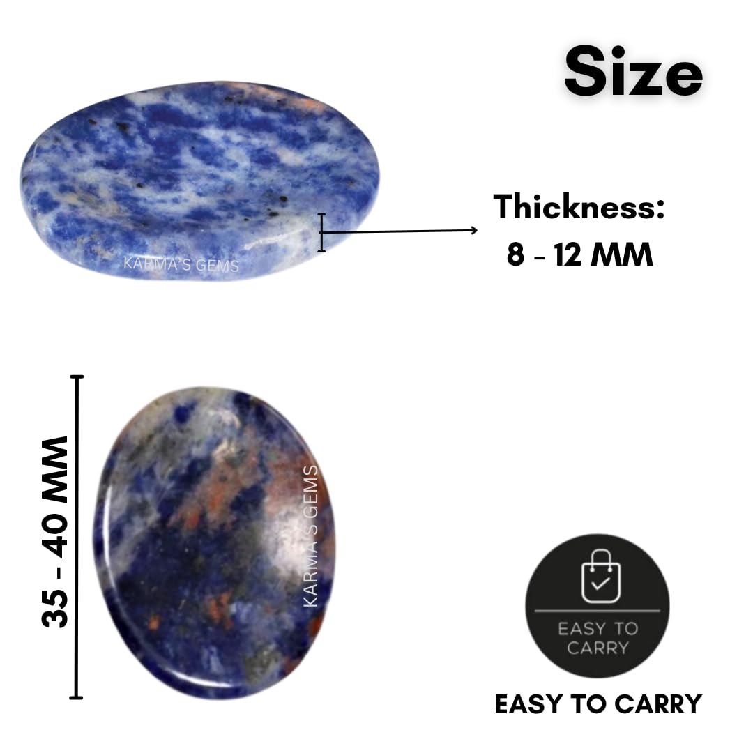 Sodalite - Rubbing Natural Thumb Worry Stone - Hold in Your Hand for Relaxation or Anxiety Relief - Enhance Meditation, Aid in Healing the Mind, Body and Spirit