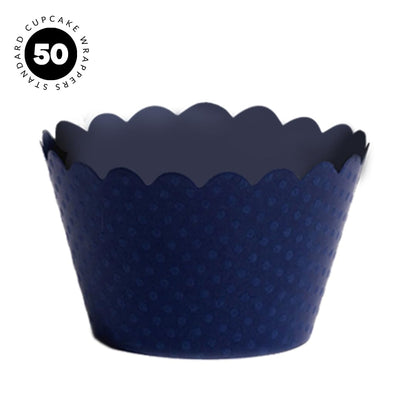 Dress My Cupcake Navy Blue Cupcake Liners 50-Pack Graduation Standard Size Blue Cupcake Wrappers, Weddings, Baby Showers, and Birthday Parties, Elegant Dark Navy Paper Muffin Cups