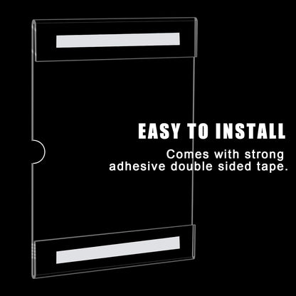 6pack Acrylic Wall Sign Holder with Tape,8.5 X 11 Wall Mount Clear Plastic Sign Holder, Memo Document Menu Holder for Restaurant, Office, School, Store and Home Use,No Drilling