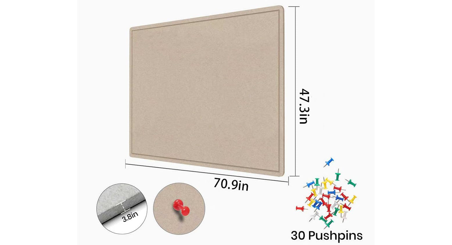 Large Bulletin Board - 72 X 48 inches Cork Board with 30 Pushpin, 6' x 4' Cork Board for Walls Pin Board, Self-Adhesive Felt Board Vision Board Foldable Photo Board for Wall (Beige Brown)