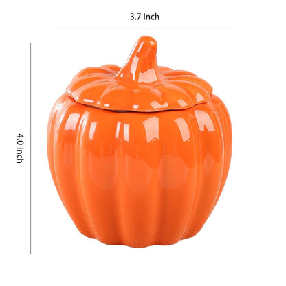 WAIT FLY Pumpkin Airtight Ceramic Tea Canister Food Storage Jar-Orange-7 OZ