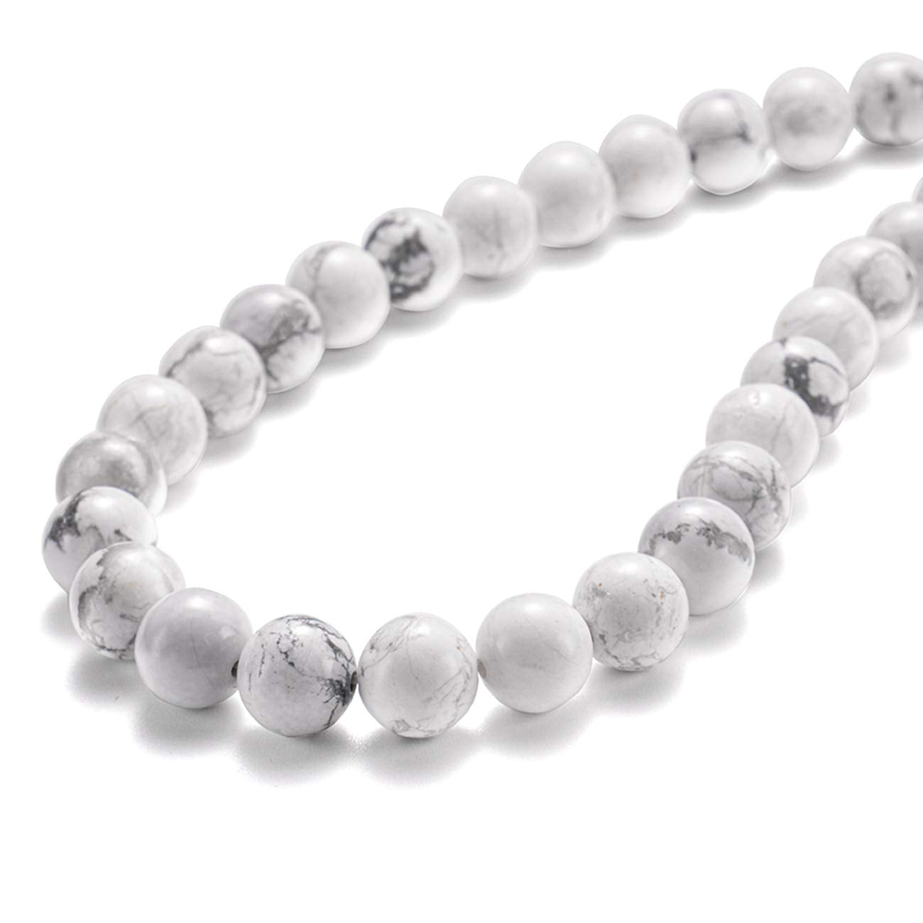 BEADIA Natural White Howlite Stone Round Loose Semi Gemstone Beads for Jewelry Making 8MM 44PCS