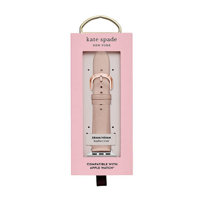 Kate Spade New York Leather Band for 38/40/41mm Apple Watch Series 1-8, Color: Rose Metallic, Rose Gold (Model: KSS0044)