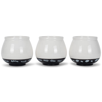 Napco Assorted Witty Herb Cache 3.5 Inch White and Black Ceramic Planters (Set of 3)