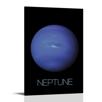 Solar System Planets Canvas Wall Art - Neptune Planet Space Poster for Kids Room Bedroom Classroom, STEM Educational Astronomy Decor, Science Gift for Boys Girls, 12x18 Inch Framed