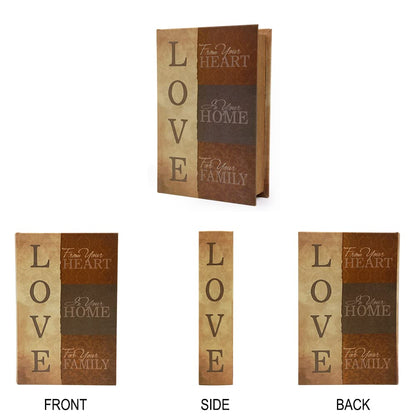 PACOLO Decorative Book Boxes, Faux Wood with Magnetic cover Storage for Hidden Jewelry, Money, and Cash (Love)