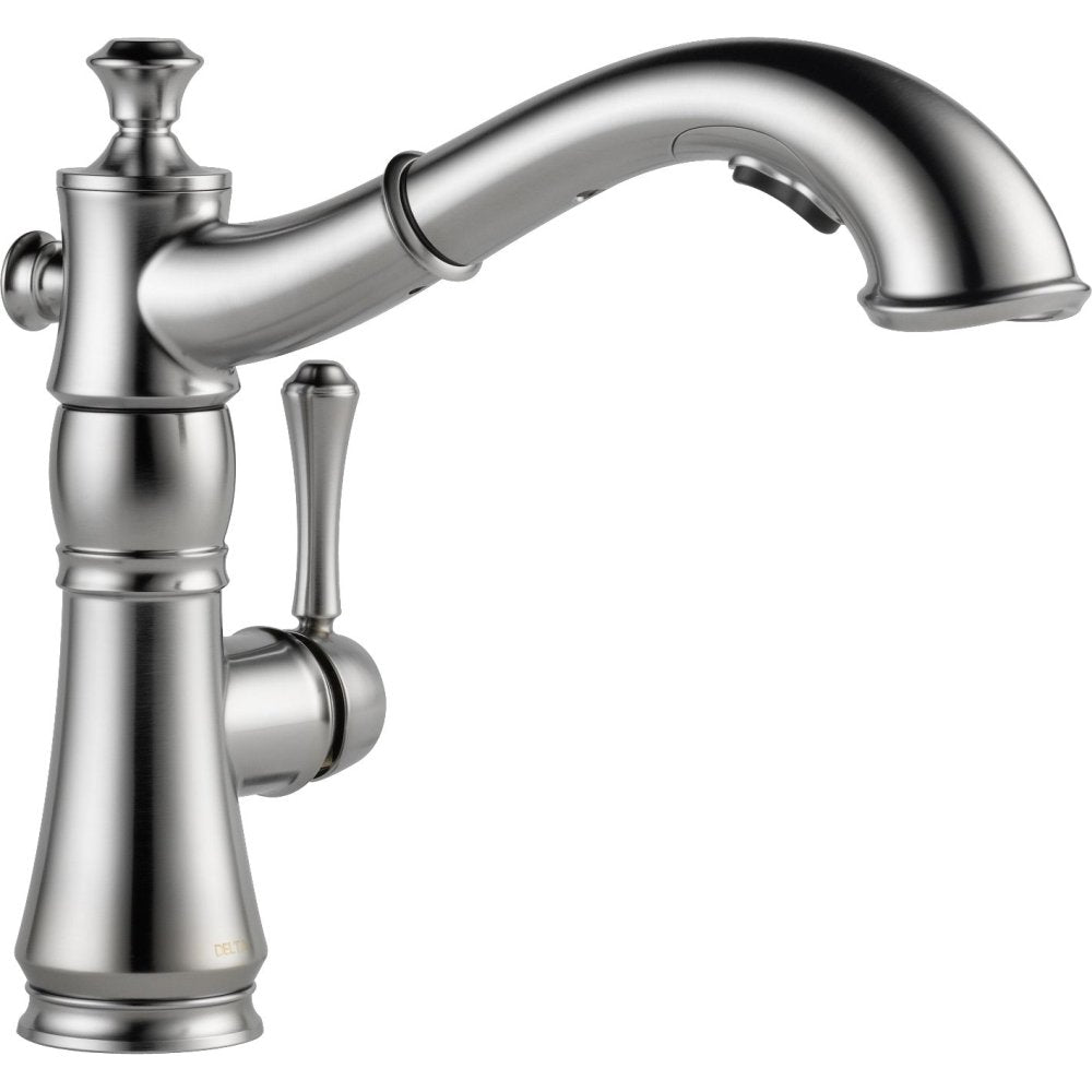 Delta Faucet Cassidy Pull Out Kitchen Faucet, Polished Nickel Kitchen Sink Faucet, Kitchen Faucet with Pull Out Sprayer, Magnetic Docking Spray Head, Polished Nickel 4197-PN-DST