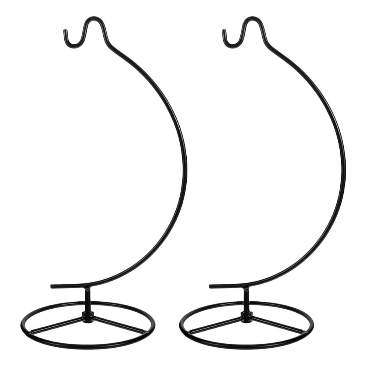 SOLUSTRE Ornament Display Hanger and Micro Landscape Bottle Hanger, 2pcs Iron Hanging Hook Stand for Glass Globe Air Plant Terrarium, Black Metal Rack for Home Décor and Wedding Decoration