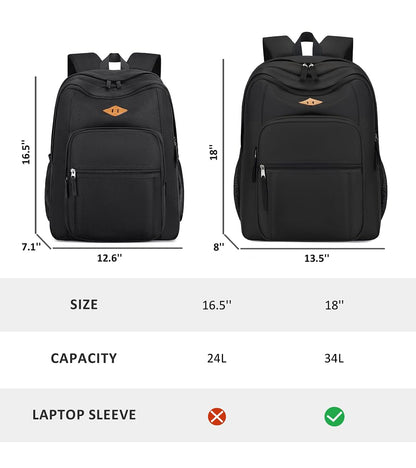 abshoo Classical Basic Womens Travel Backpack For College Men Water Resistant Bookbag (Black)