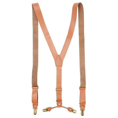 Lawevan 1 Inch Wide Suspenders for men,Soft Cattlehide Split Cow Leather,England Style, Y-shaped Adjustable 4 Braces Clips