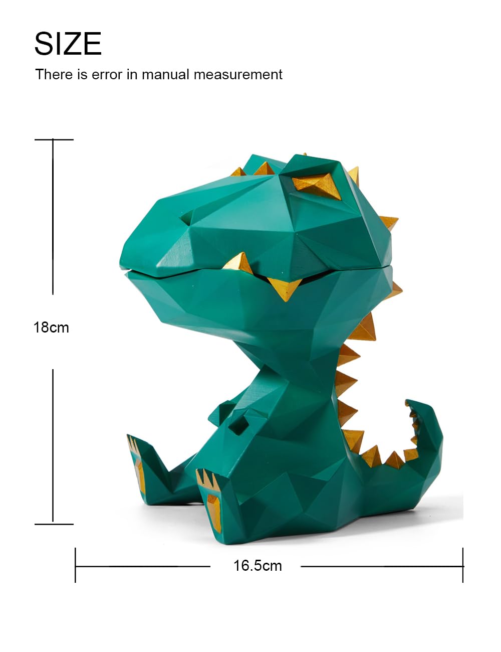 HAUCOZE Dinosaur Candy Dish Cookie Jar Storage Statue Modern Home Decor Sculpture Table Centerpiece Gift for Living Room Green 7.5 Inch