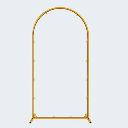 Hemmotop 6FT Arch Backdrop Stand for Party, Ceremony, Metal Arch Frame with Ground Stakes, Gold Photo Back Drop Stand for Bridal Shower, Birthday, Photo Booth, Garden Decoration, Baby Shower