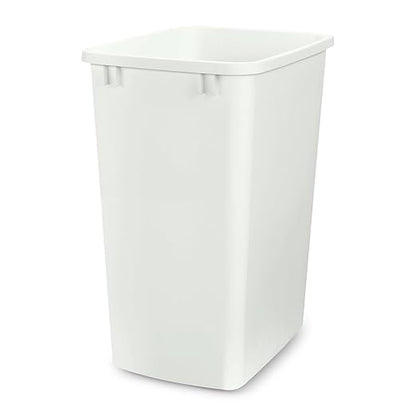 Rev-A-Shelf 35 Quart Polymer Replacement Trash Bin, Recycle Waste Garbage Container for Kitchen Cabinet Pullouts, White, RV-35-52 - Large Plastic Bin for Home and Office