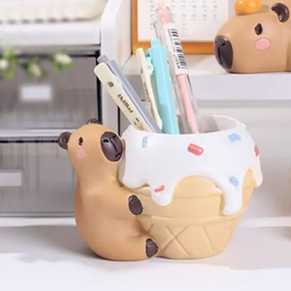 SPEALLOY Capybara Resin Succulent Planter Set of 2 - Mini Garden Decor with Drainage Holes (4.1"x2.75", for Plant Lovers)