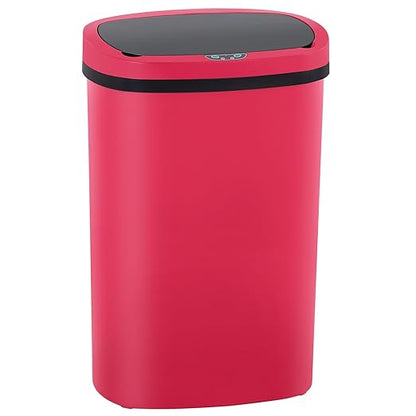 PayLessHere | 13 Gallon Plastic Trash Can | Red | Automatic Touchless Lid with Motion Sensor | Kitchen Garbage Can with Waterproof Design | for Home, Office, Bathroom | Pack of 1