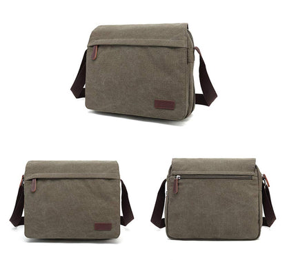 Sechunk Large Vintage Canvas Messenger Cross body bag Shoulder bag (Green, large)